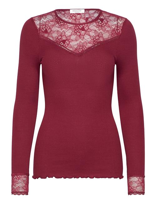 Se Rosemunde Silk T-Shirt Regular Ls W/Lace Rosemunde Red ved Booztlet