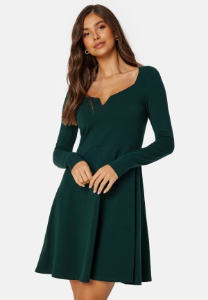 Se BUBBLEROOM Rudina Skater Dress Dark green S ved Bubbleroom