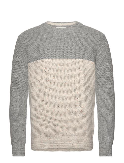 Se Tom Tailor Nep Structured Crewneck Knit Tom Tailor Grey ved Booztlet