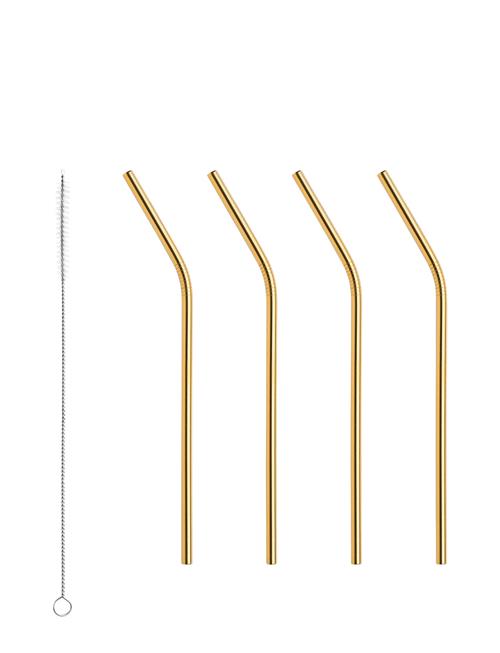 Se Orrefors Peak Straws 4-Pack Incl. Cleaning Brush Orrefors Gold ved Booztlet