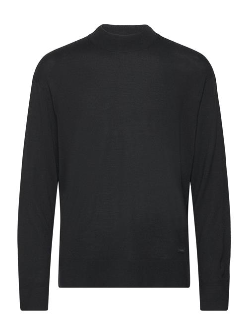 Se Calvin Klein Merino Mini Mock Neck Sweater Calvin Klein Black ved Booztlet