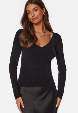 Se BUBBLEROOM V-neck Knitted Top Black M ved Bubbleroom