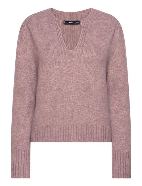 Mango V-Neck Round-Neck Sweater Mango Pink