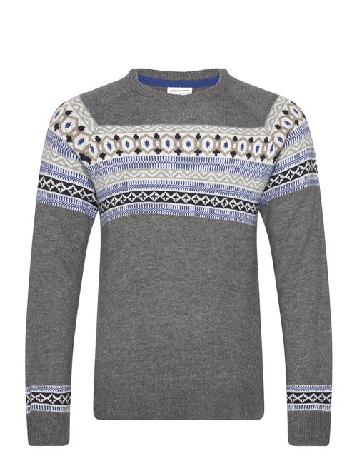 Lindbergh Heritage Jaqcuard Raglan Sweat Lindbergh Grey