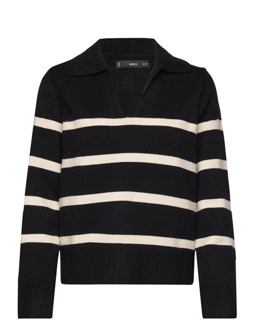 Mango Striped Polo-Neck Sweater Mango Black