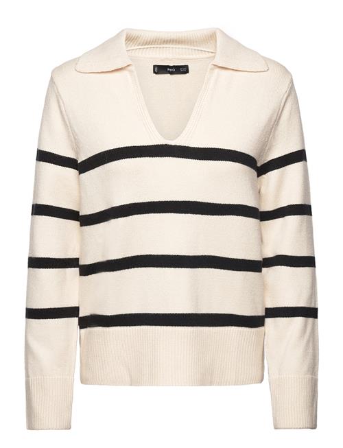 Mango Striped Polo-Neck Sweater Mango Cream