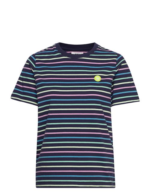 Mia Stripe T-Shirt DOUBLE A BY W.W. Blue