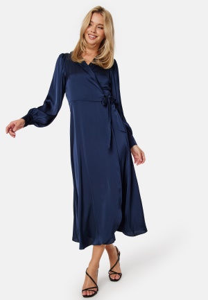 Se VILA Vienna Ravenna L/S Ankle Wrap Dress Navy Blazer 44 ved Bubbleroom