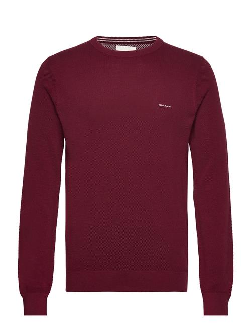 Se GANT Cotton Pique C-Neck GANT Burgundy ved Booztlet