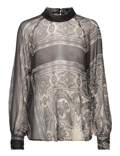 Mango Sheer Printed Blouse Mango Black