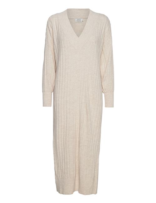 Se ONLY Onlnew Tessa L/S Midi V Dress Knt Noos ONLY Cream ved Booztlet