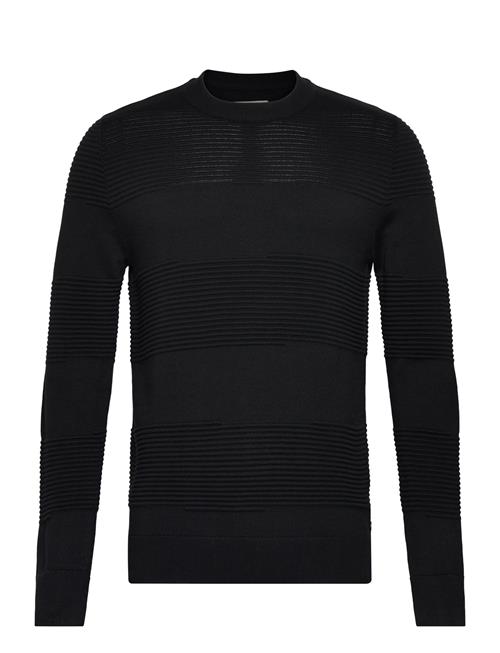 Se Tom Tailor Structure Stripe Crewneck Knit Tom Tailor Black ved Booztlet