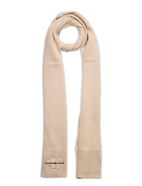 Se Calvin Klein Monologo Embro Knit Scarf Calvin Klein Cream ved Booztlet