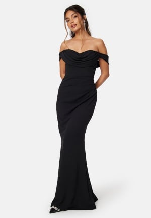 Se Goddiva Off Shoulder Maxi Dress Black M (UK12) ved Bubbleroom