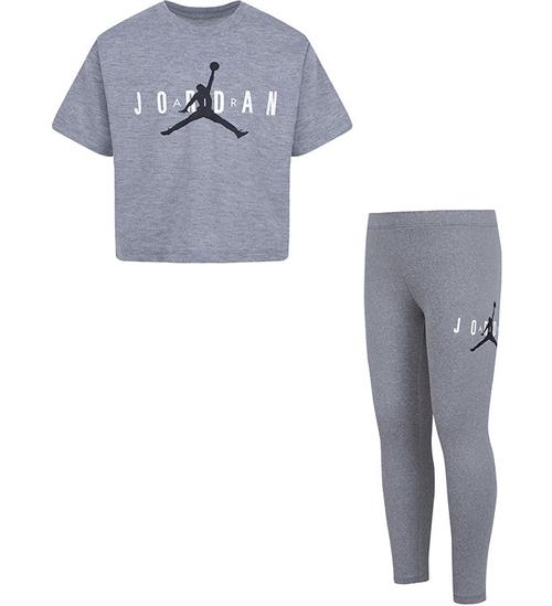 Se Jordan Jordan T-Shirt/Leggings - GrÃ¥meleret m. Logo ved KidsWorld