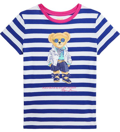 Polo Ralph Lauren Polo Ralph Lauren T-shirt - Hvid/BlÃ¥stribet m. Bamse