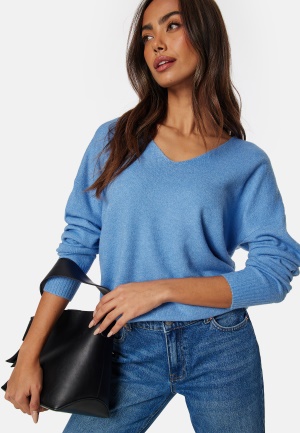 ONLY Onlrica Life L/S V-Neck Pullover Knit Blue S