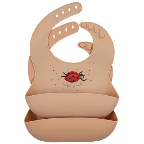 Se Konges Sløjd 2-pak Hagesmækker Ladybug | Lyserød | 0-3 ved Babyshop