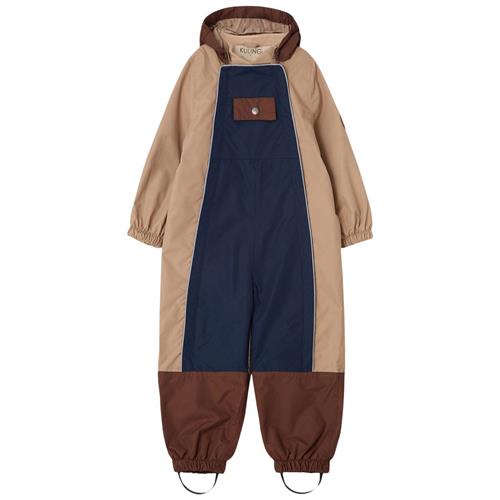 Se Kuling Milano Kontrastfarvet Skaloverall Navy/Dark Brown/Sand | Marine blå | 74 cm ved Babyshop