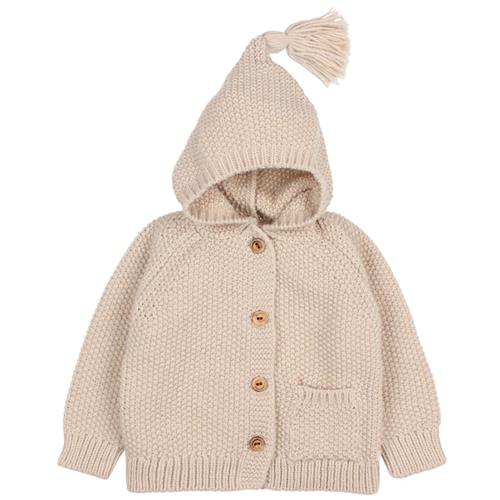 búho Cardigan Med En Hætte Natural | Beige | 6 months