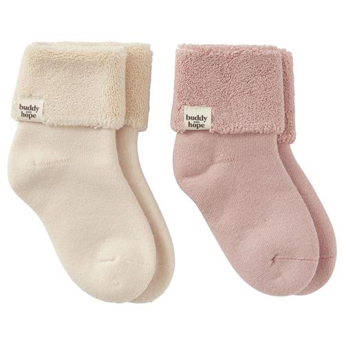 Buddy & Hope 2-pak GOTS Allan Strømper Off White/Pink Mauve | Lyserød | 16-19 EU