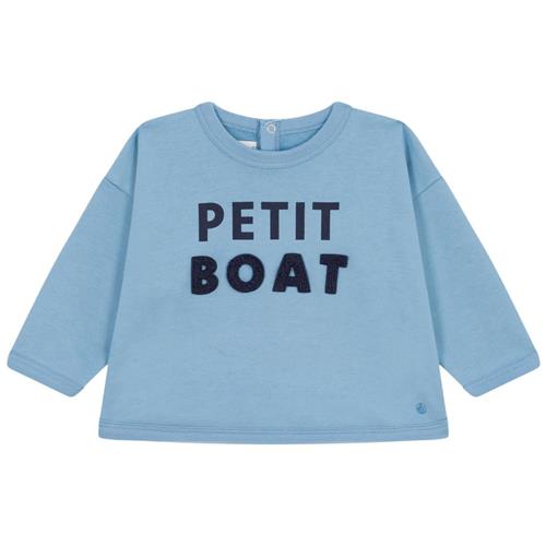 Se Petit Bateau Sweatshirt Med Tryk Blå | Blå | 6 months ved Babyshop