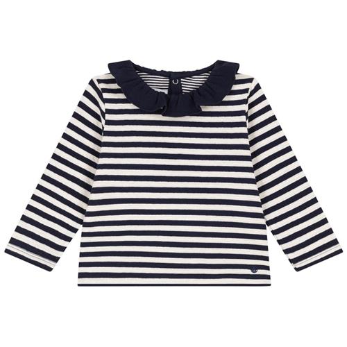 Se Petit Bateau Stribet Langærmet T-shirt Navyblå | Marine blå | 3 months ved Babyshop