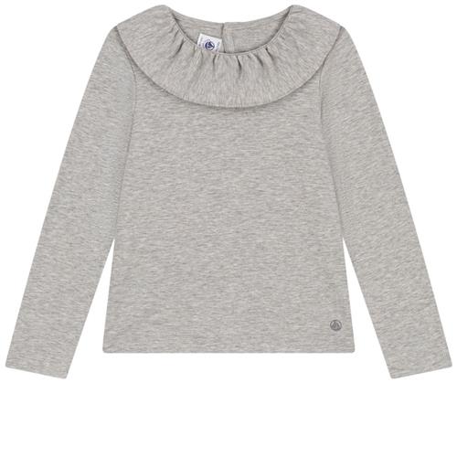 Petit Bateau Langærmet T-shirt Med Flæsekrave Gråmeleret | Grå | 3 years