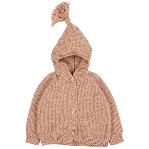 Se búho Cardigan Med En Hætte Antic Rose | Lyserød | 12 months ved Babyshop