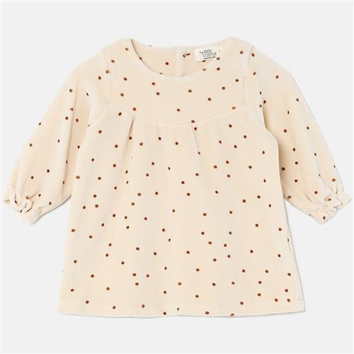 Cozmo Polka Dot Velour Kjole Stone |  | 9 months