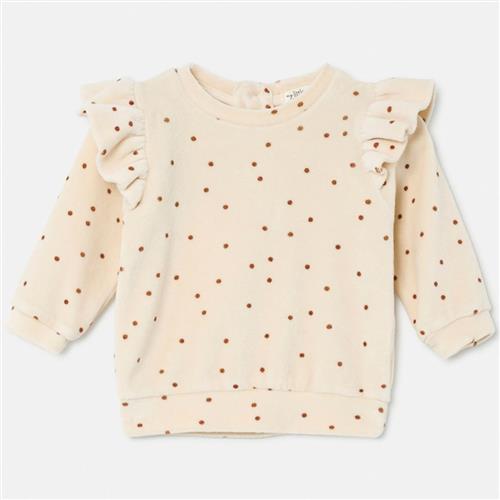 Cozmo Polka Dot Velour Baby Trøje Stone |  | 18 months