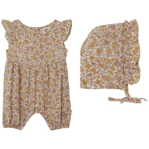 Se Buddy & Hope GOTS Sigrid Blomstret Romper Med Solhat Wildflowers |  | 74/80 cm ved Babyshop