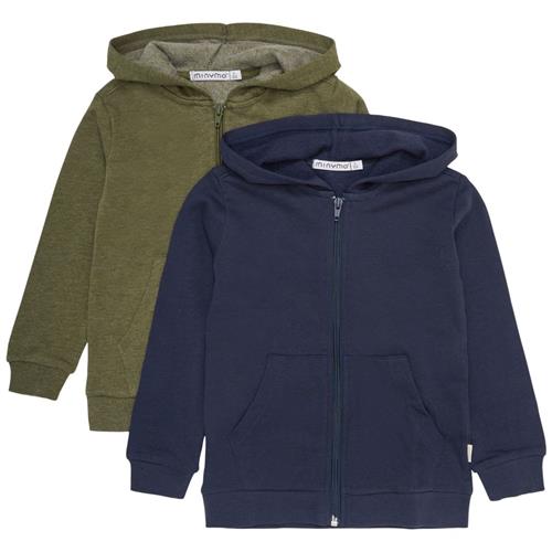 Minymo Basic 2-pak Hættetrøjer Oliven 92 cm  Grøn  92 cm  Unisex