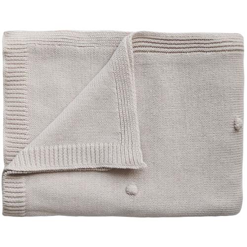 Mushie Strikket Babyfilt Med Teksturerede Prikker Off White Melange | Beige | 0-3