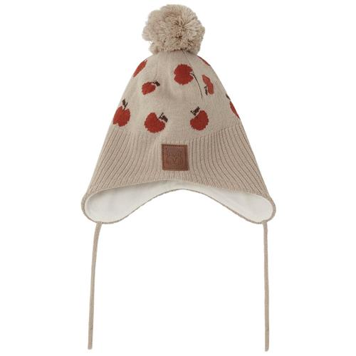 Se Kuling Narvik Mønstret Hue Med Æbler Sand | Beige | 52/54 cm ved Babyshop