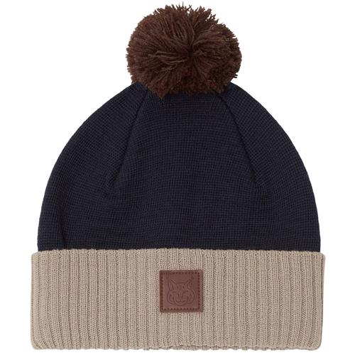 Kuling St Moritz Kontrastfarvet Strikket Hue Navy/Sand | Marine blå | 48/50 cm