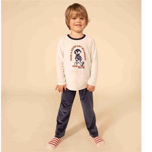 Petit Bateau Pyjamas Med Tryk Cremefarvet | Sort | 3 years