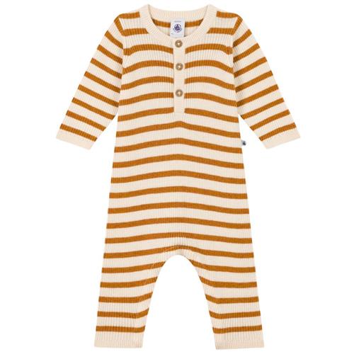 Petit Bateau Stribet Heldragt Beige | Beige | 3 months