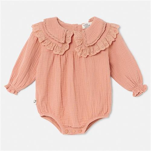 Cozmo Soft Gauze Collar Baby Romper Pink Romper Pink | Lyserød | 9 months