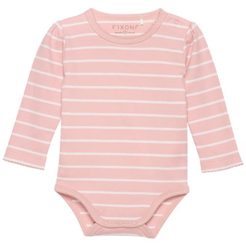 Fixoni Stribet Babybody Misty Rose 62 cm  Lyserød  62 cm  Unisex