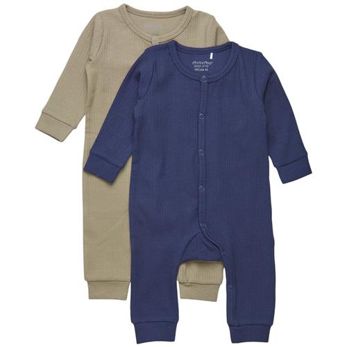 Minymo 2-pak Heldragter Navyblå 74 cm  Marineblå  74 cm  Unisex