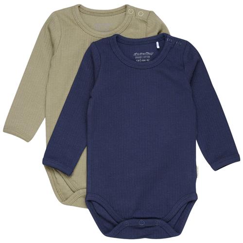 Minymo 2-pak Babybodyer Navyblå | Marine blå | 56 cm