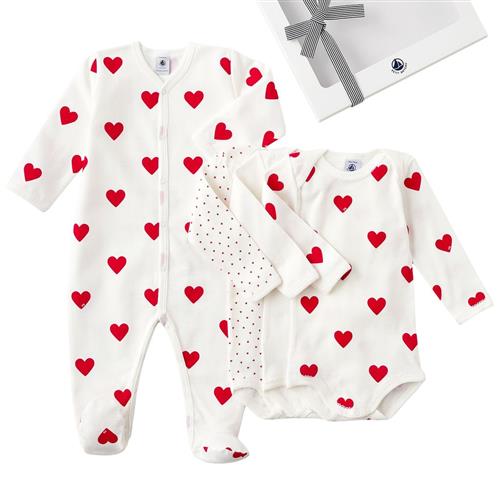 Se Petit Bateau Hjertemønstret Gavesæt Cremefarvet |  | 12 months ved Babyshop