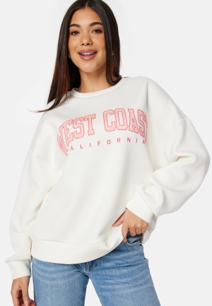 Se VILA Visif Oversize Sweat Top Optical Snow:Pr.Comb M ved Bubbleroom