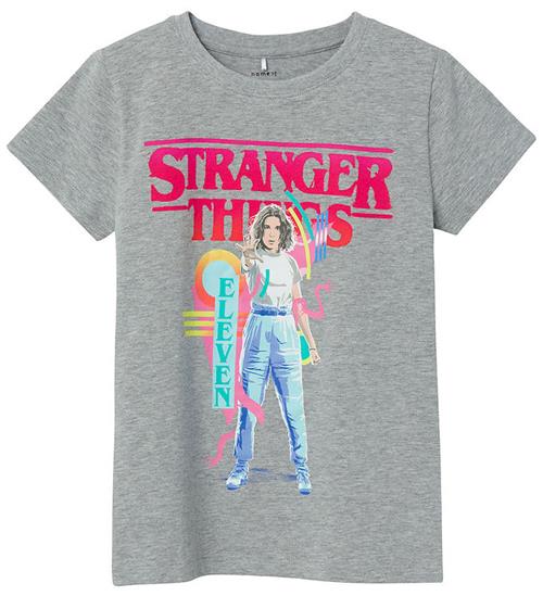 Se Name It Name It T-shirt - NkfDunna Strangerthings - Grey Melange ved KidsWorld