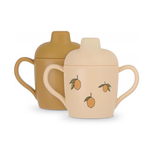 Se Konges Sløjd 2-pak Sippy Cuper Lemon | Gul | 0 ved Babyshop