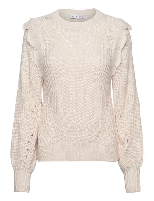 Se Vila Vinorila New L/S Pointelle Knit Top Vila Cream ved Booztlet