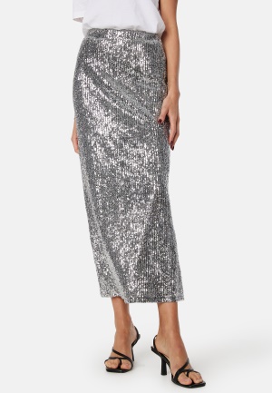 Pieces Pcniri high waist ankle skirt Silver Detail:SEQUIN M