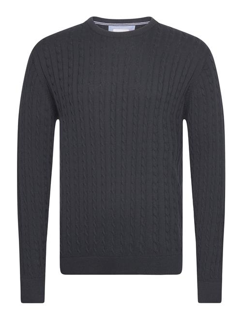 Lindbergh O-Neck Cable Knit Lindbergh Navy