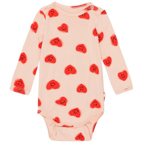 Se Molo GOTS Foss Babybody Red Hearts | Lyserød | 68 cm ved Babyshop